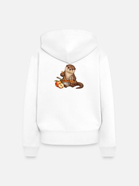 Otter kocht Apfelmarmelade - Frauen Premium Bio Zip Hoodie - Weiß