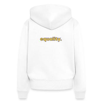 Equality - Women's Premium Organic Zip Hoodie - white - Back - AI Model Female 172 light (172cm)