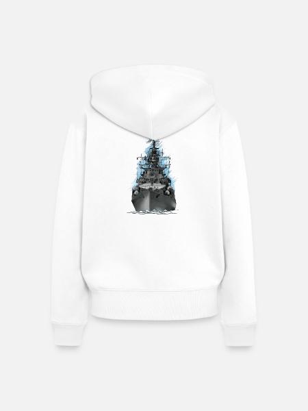 Schiff - Frauen Premium Bio Zip Hoodie - Weiß