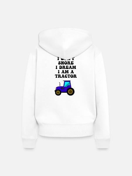 traktor schnarchen - Frauen Premium Bio Zip Hoodie - Weiß