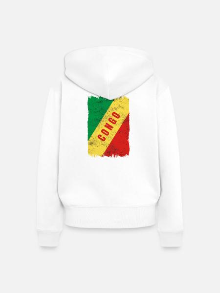 Kongo Flagge - Frauen Premium Bio Zip Hoodie - Weiß