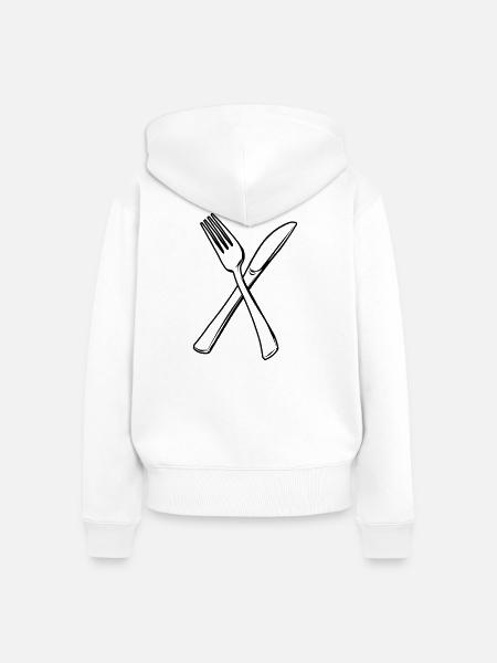 Messer und Gabel transparent - Frauen Premium Bio Zip Hoodie - Weiß
