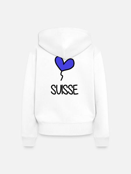 SCHWEIZ - Frauen Premium Bio Zip Hoodie - Weiß