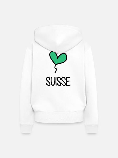 SCHWEIZ - Frauen Premium Bio Zip Hoodie - Weiß