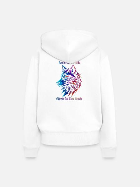 Neon Geometrische Wolf Illustration - Frauen Premium Bio Zip Hoodie - Weiß