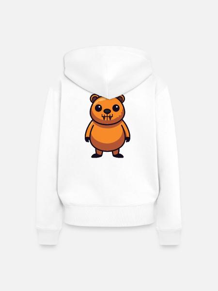 Biber Halloween Zombie - Frauen Premium Bio Zip Hoodie - Weiß