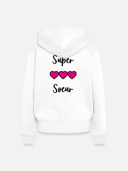 SCHWESTER. BESTE GROSSE SCHWESTER. SCHWESTER. BRUDER - Frauen Premium Bio Zip Hoodie - Weiß