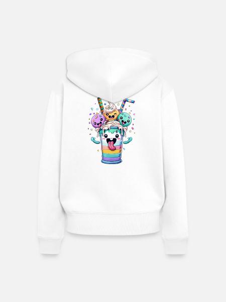 Regenbogen-Smoothie Party - Frauen Premium Bio Zip Hoodie - Weiß