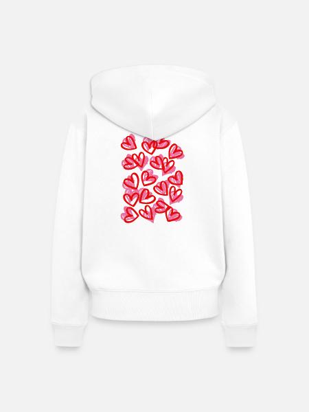 Big-Heart-Doodle-Design - Frauen Premium Bio Zip Hoodie - Weiß