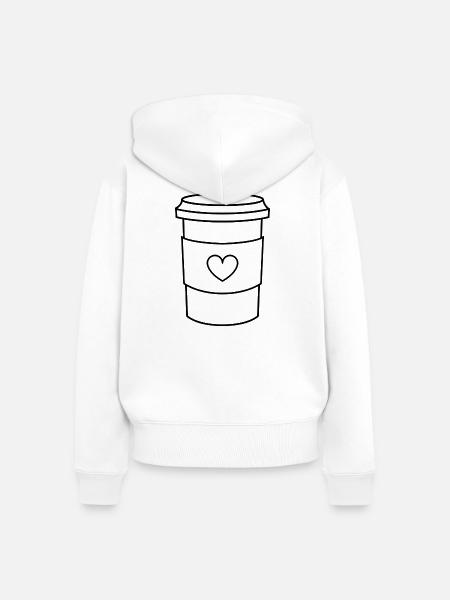 Kaffeetasse - Frauen Premium Bio Zip Hoodie - Weiß