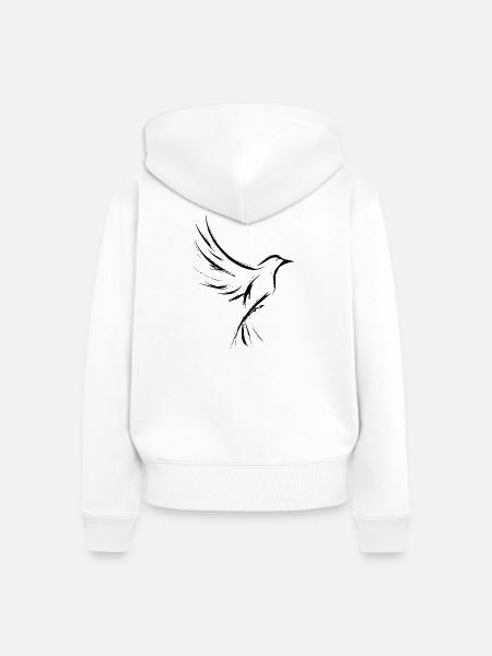 Vogel, Vogel-Tattoo, einfache Zeichnung - Frauen Premium Bio Zip Hoodie - Weiß