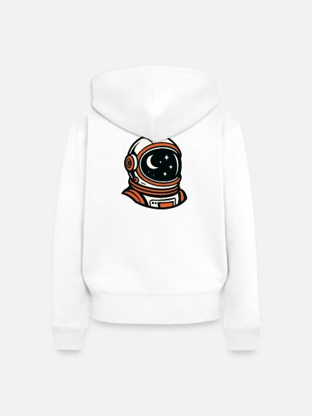 Astronaut am Nachthimmel - Frauen Premium Bio Zip Hoodie - Weiß