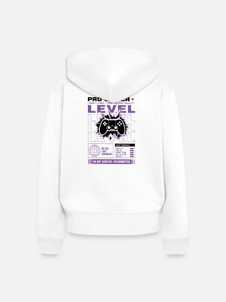 Pro Gamer Level Up Controller Design - Frauen Premium Bio Zip Hoodie - Weiß