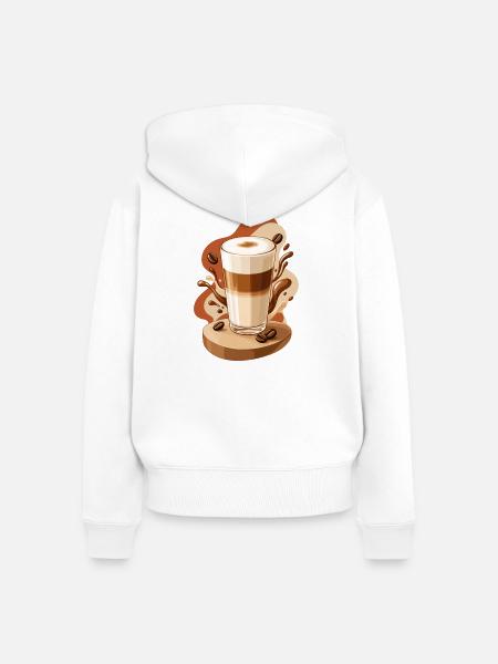 Cremiger Latte für Kaffeefans  - Frauen Premium Bio Zip Hoodie - Weiß