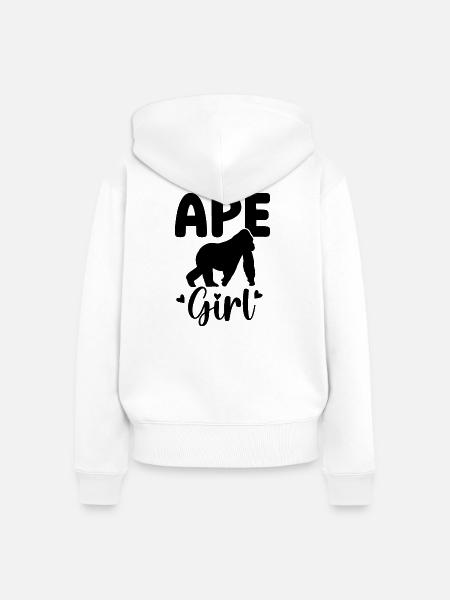 Ape Girl - Frauen Premium Bio Zip Hoodie - Weiß