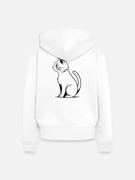 Schwarze Katze - Frauen Premium Bio Zip Hoodie - Weiß