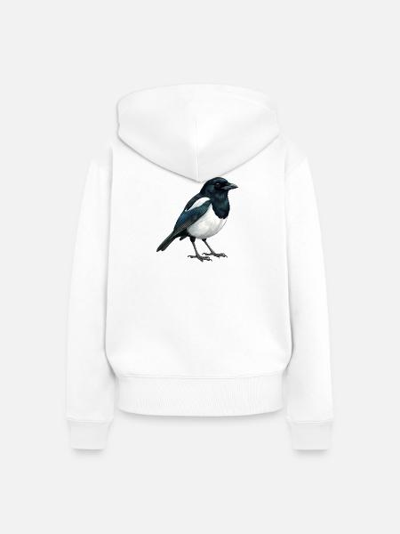 Elster – Vogelillustration - Frauen Premium Bio Zip Hoodie - Weiß