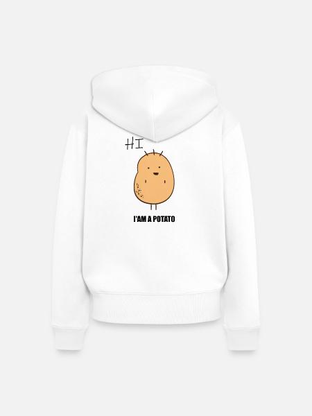 I AM A POTATO - Frauen Premium Bio Zip Hoodie - Weiß