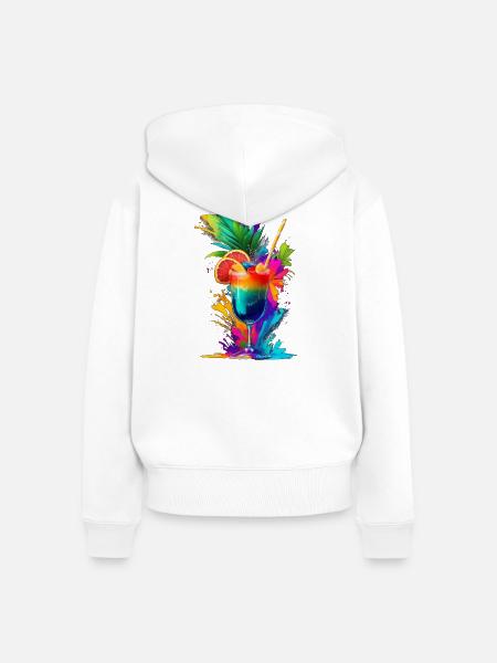 Cocktail Tropical - Frauen Premium Bio Zip Hoodie - Weiß