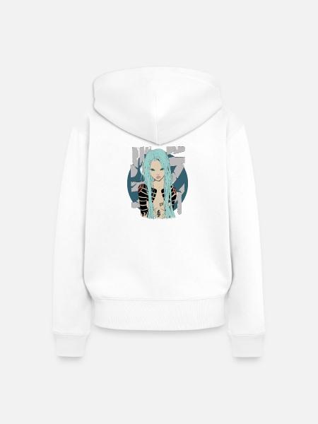 Blue - Frauen Premium Bio Zip Hoodie - Weiß