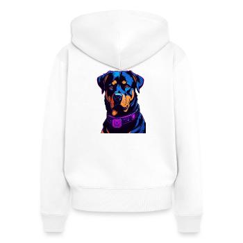 Neon Rottweiler Digital Art - Women's Premium Organic Zip Hoodie - white - Back - AI Model Female 172 light (172cm)
