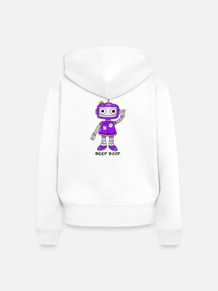 Lila Roboter - Frauen Premium Bio Zip Hoodie - Weiß