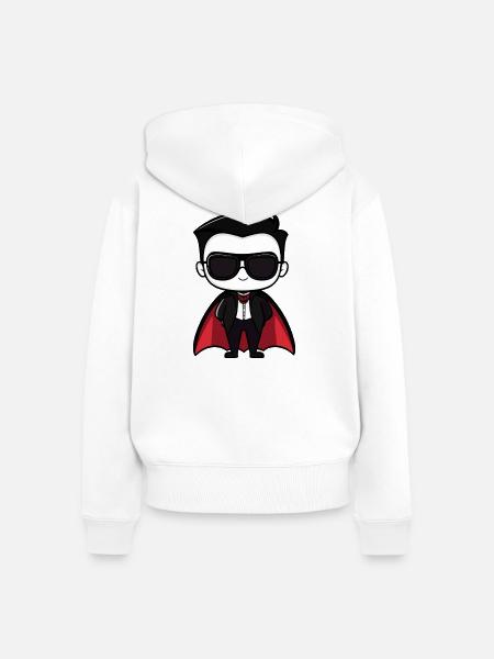 Vampirischer Held Cartoon Design - Frauen Premium Bio Zip Hoodie - Weiß