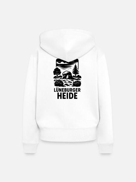 Lüneburger Heide - Frauen Premium Bio Zip Hoodie - Weiß