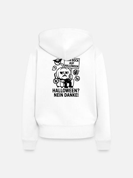 Anti Halloween Nein Danke - Frauen Premium Bio Zip Hoodie - Weiß