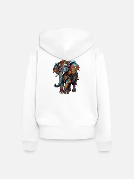 Ornament Elefant Kunst - Frauen Premium Bio Zip Hoodie - Weiß