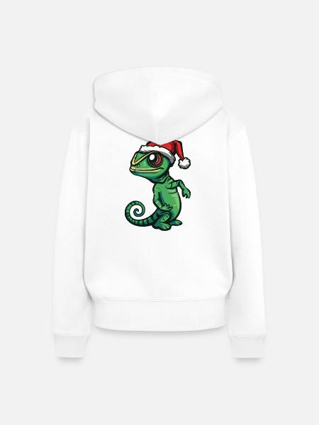 Chameleon Weihnachten - Frauen Premium Bio Zip Hoodie - Weiß