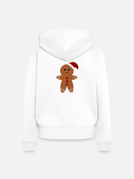 Weihnachts-Lebkuchen - Frauen Premium Bio Zip Hoodie - Weiß