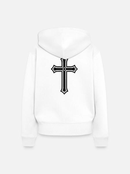 Kreuz Christlich Symbol - Frauen Premium Bio Zip Hoodie - Weiß