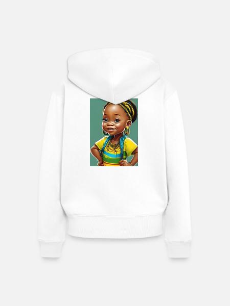 Buntes Afro-Mädchen - Frauen Premium Bio Zip Hoodie - Weiß