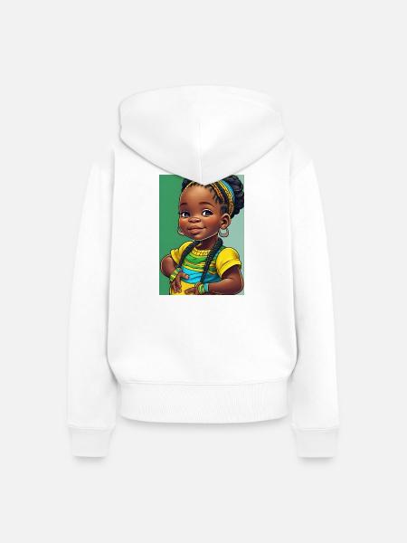 Buntes Afro-Kind in Zöpfen - Frauen Premium Bio Zip Hoodie - Weiß