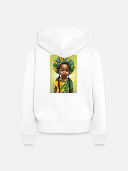 Afrikanisches Mädchen im bunten Frost - Frauen Premium Bio Zip Hoodie - Weiß