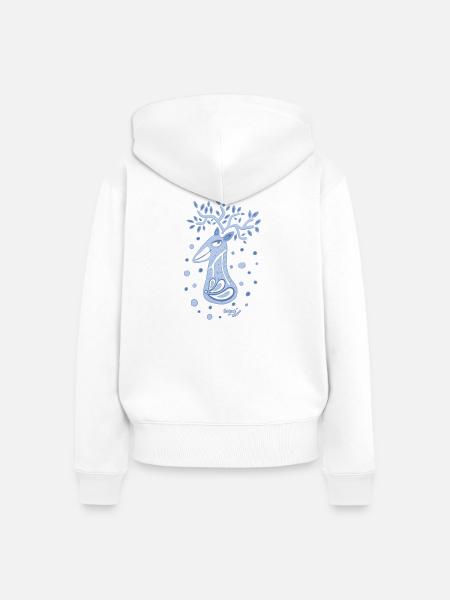 Hirschbock - Frauen Premium Bio Zip Hoodie - Weiß