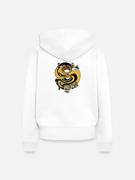 Goldene Spiralschlange - Frauen Premium Bio Zip Hoodie - Weiß