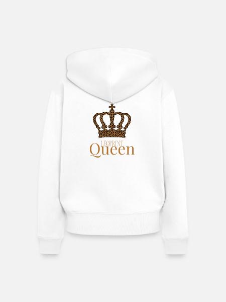 Leoprint Königin Krone - Frauen Premium Bio Zip Hoodie - Weiß