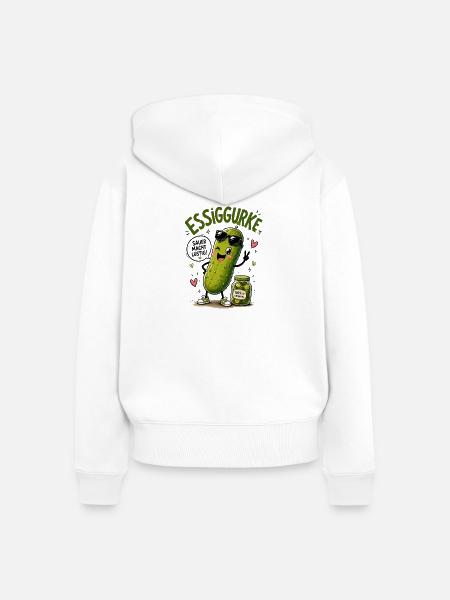 Essiggurke mit Stil - Frauen Premium Bio Zip Hoodie - Weiß