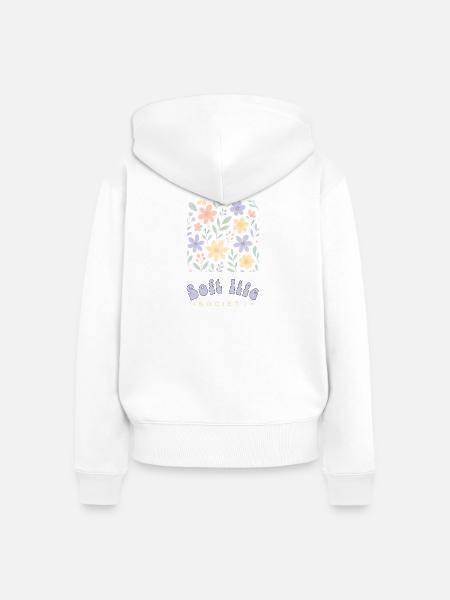 Pastellblumen Soft Life - Frauen Premium Bio Zip Hoodie - Weiß