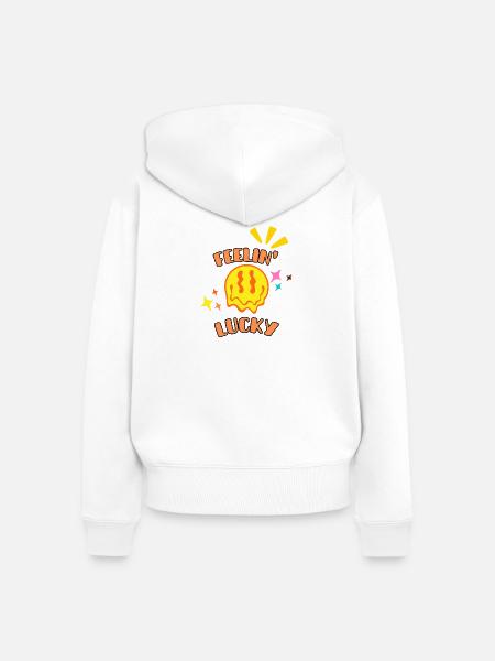 Feelin' Lucky Grafik - Frauen Premium Bio Zip Hoodie - Weiß