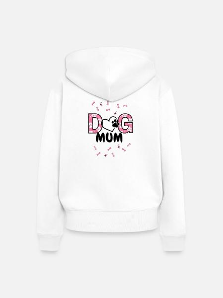 DoG MUM Hundedruck mit Pfotenpattern - Frauen Premium Bio Zip Hoodie - Weiß