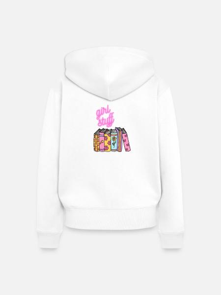 Girl Stuff Bücherfarbenzauber - Frauen Premium Bio Zip Hoodie - Weiß