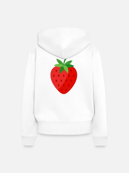 Erdbeere - Frauen Premium Bio Zip Hoodie - Weiß