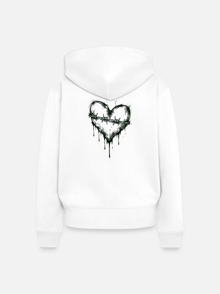 Broken Heart von Munsta - Frauen Premium Bio Zip Hoodie - Weiß