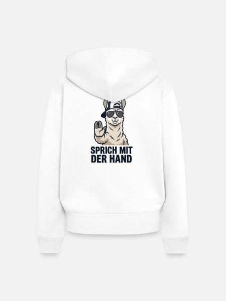 Cooler Spruch Lustiges Lama - Frauen Premium Bio Zip Hoodie - Weiß