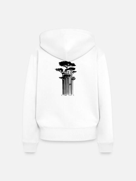 Barcode-Baum – Natur und Wald - Frauen Premium Bio Zip Hoodie - Weiß