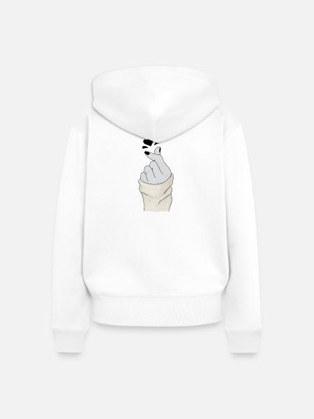 Herzhand Geste Liebe im Strick - Frauen Premium Bio Zip Hoodie - Weiß