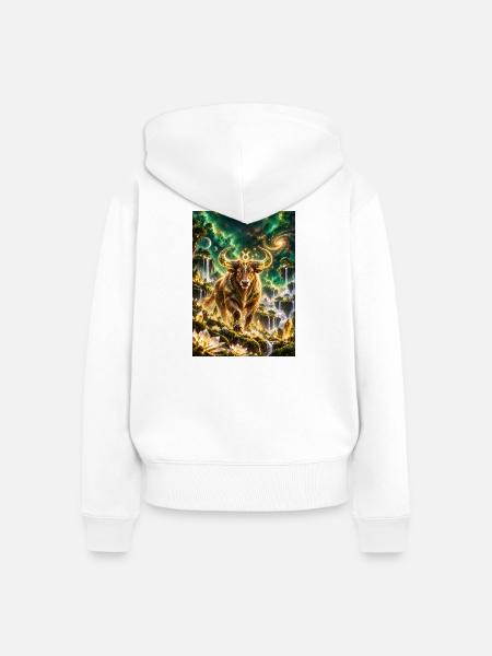 Kosmischer Stier der Sterne - Frauen Premium Bio Zip Hoodie - Weiß
